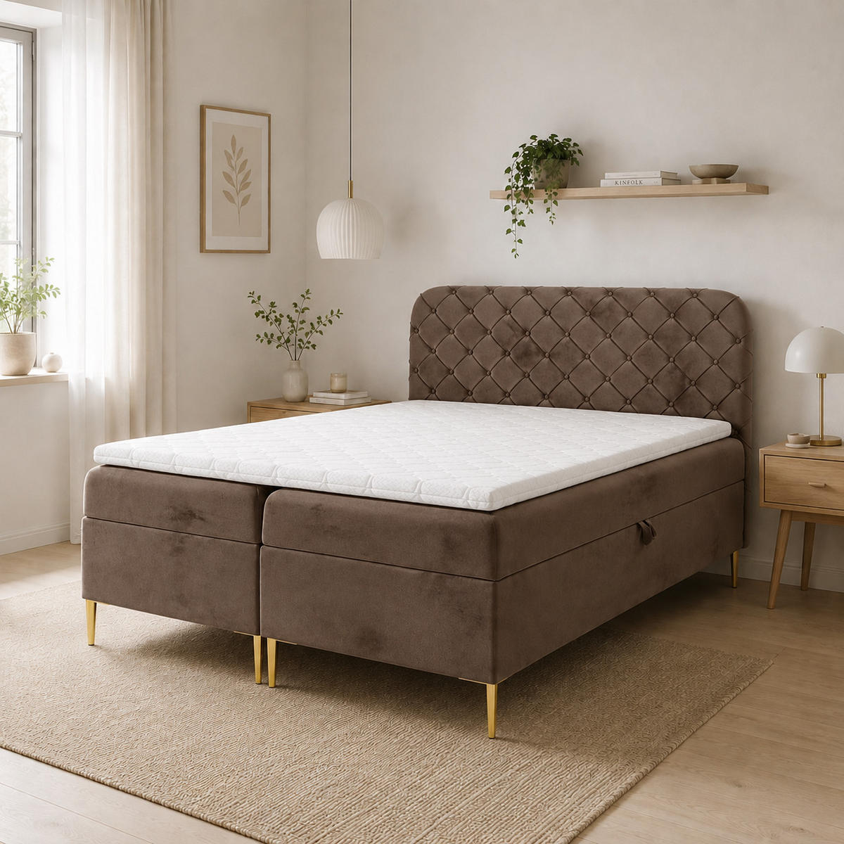 BOXBETT mit zwei Bettkasten 120x200 cm in Braun - Braun, Textil (120/200cm) - Home Collective