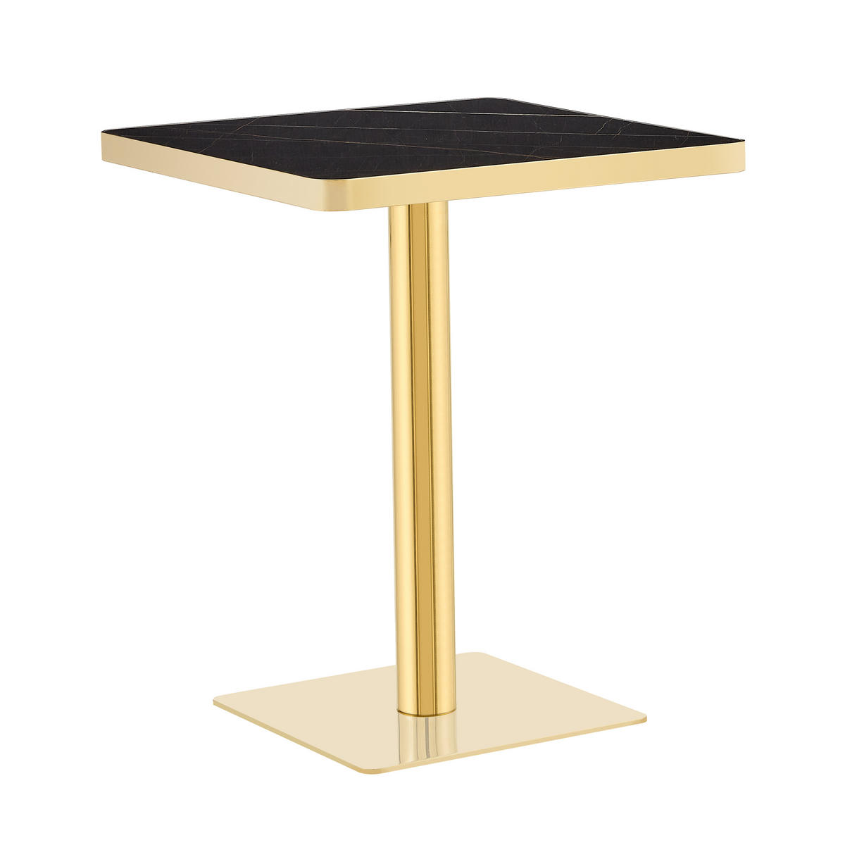 ESSTISCH Quadratisch Marmor-Optik Schwarz & Gold 60x60cm Bistro-Tisch - Schwarz, Holzwerkstoff (60/60/74cm) - Urban Meuble