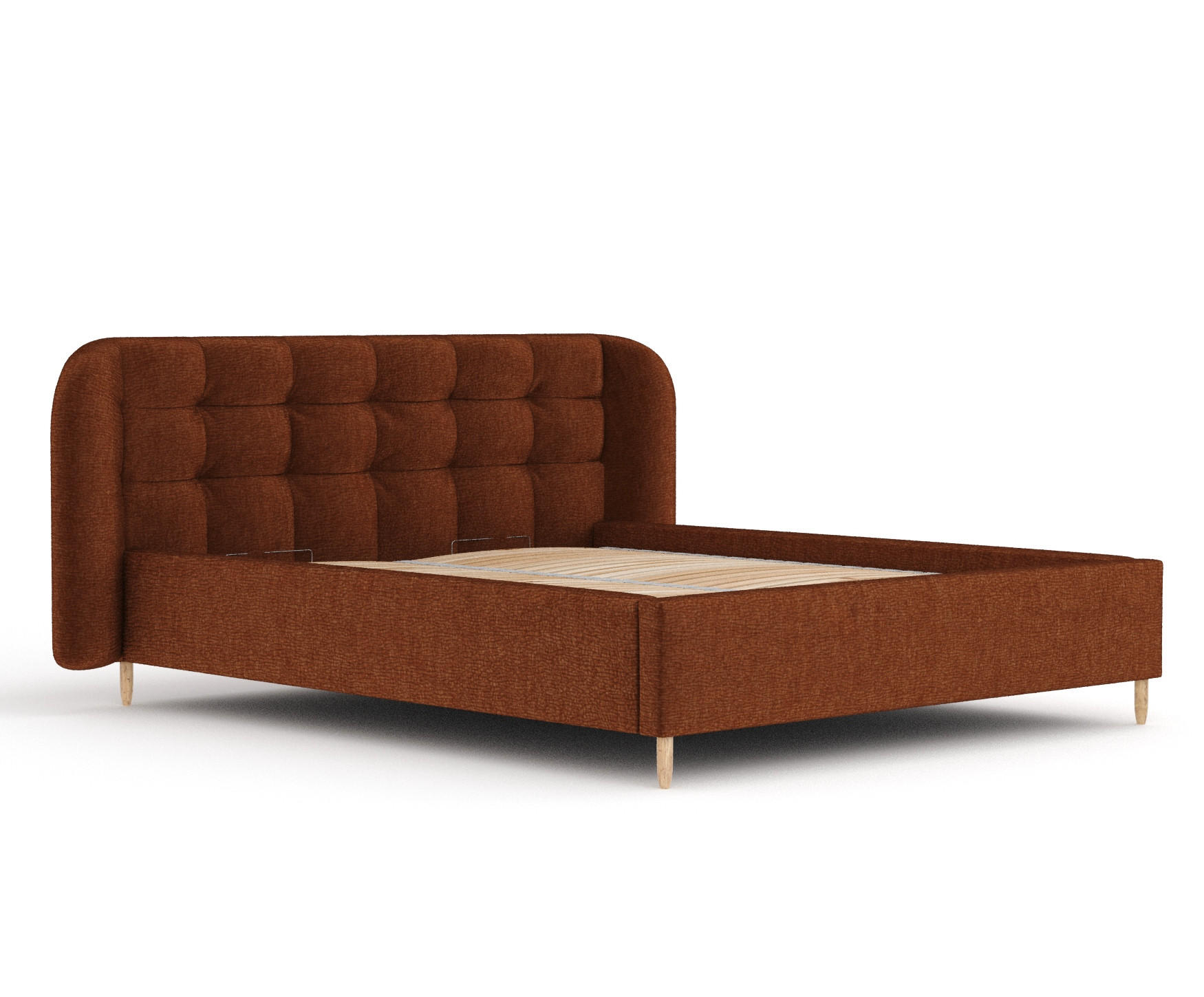 POLSTERBETT Nuno Kupferfarbe 160/200 cm im Chenille-Stoff - Naturfarben/Kupferfarben, Holz/Holzwerkstoff (160/200cm) - Maison de Reve