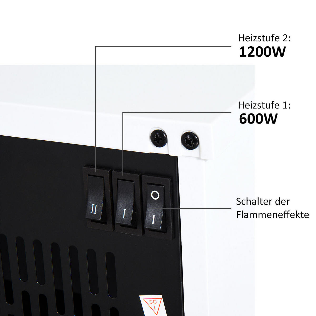 ELEKTROKAMIN Kaminofen 1200W Elektrischer Kamin Standkamin Flammeneffekt - Weiß, Metall (17/25/34cm) - HOMCOM