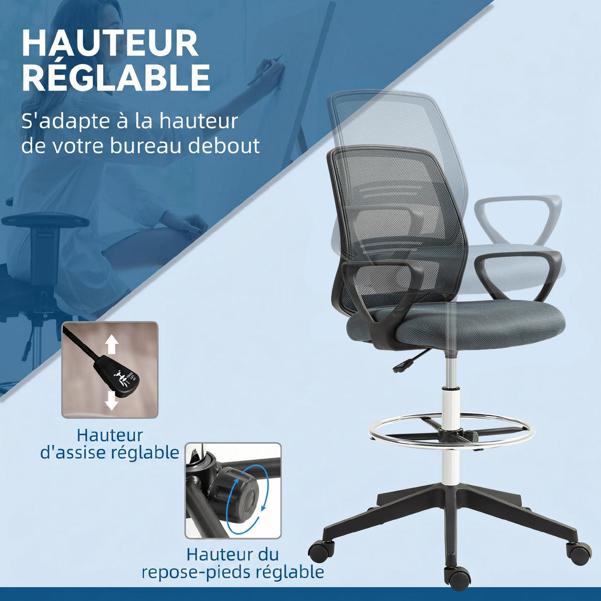 BÜROSTUHL Grau 76.5/68.0/120.0 cm - Grau, Textil (68/120/76.5cm)