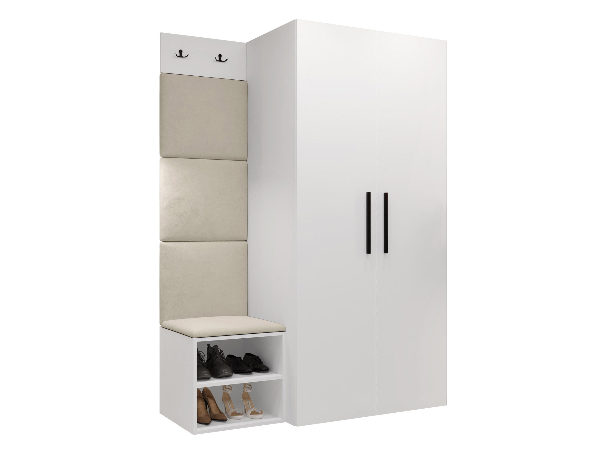 GARDEROBEN-SET Medi IV - Beige/Schwarz, Holzwerkstoff/Kunststoff (80/191/50cm) - MIRJAN24