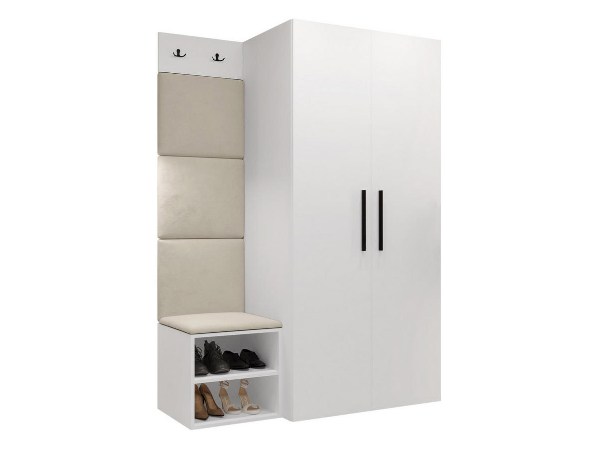 GARDEROBEN-SET Medi IV - Beige/Schwarz, Holzwerkstoff/Kunststoff (80/191/50cm) - MIRJAN24