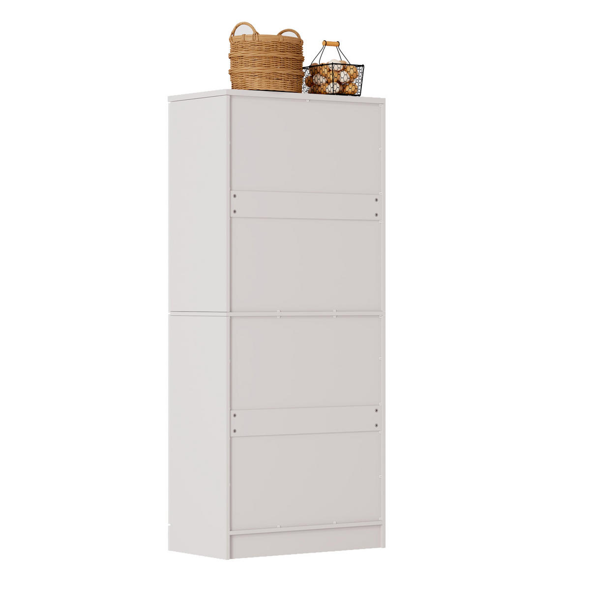 BUFFET 76/42/180 cm aus MDF mit 4 Türen und verstellbaren Einlegeböden Weiß/Natur - Weiß, Holzwerkstoff (76/180/42cm) - Modenvie