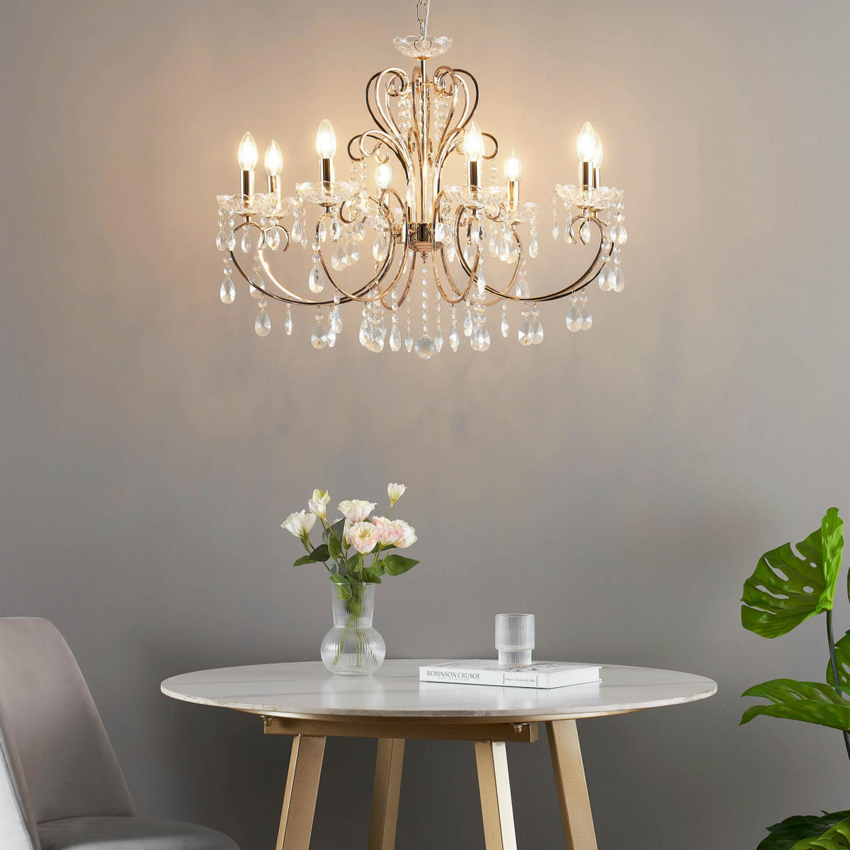 KRONLEUCHTER Pavia, Roségold, 80cm - Roségold, Glas (80/80/60cm) - KOSILUM