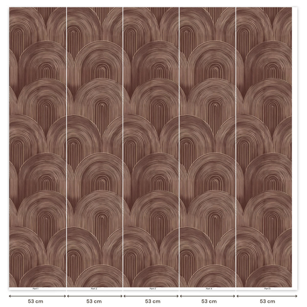 TAPETE - Rhythmic - Aufschlag - Braun - 260x280 cm - Dunkelbraun, Papier (260/280cm) - OnlyWow