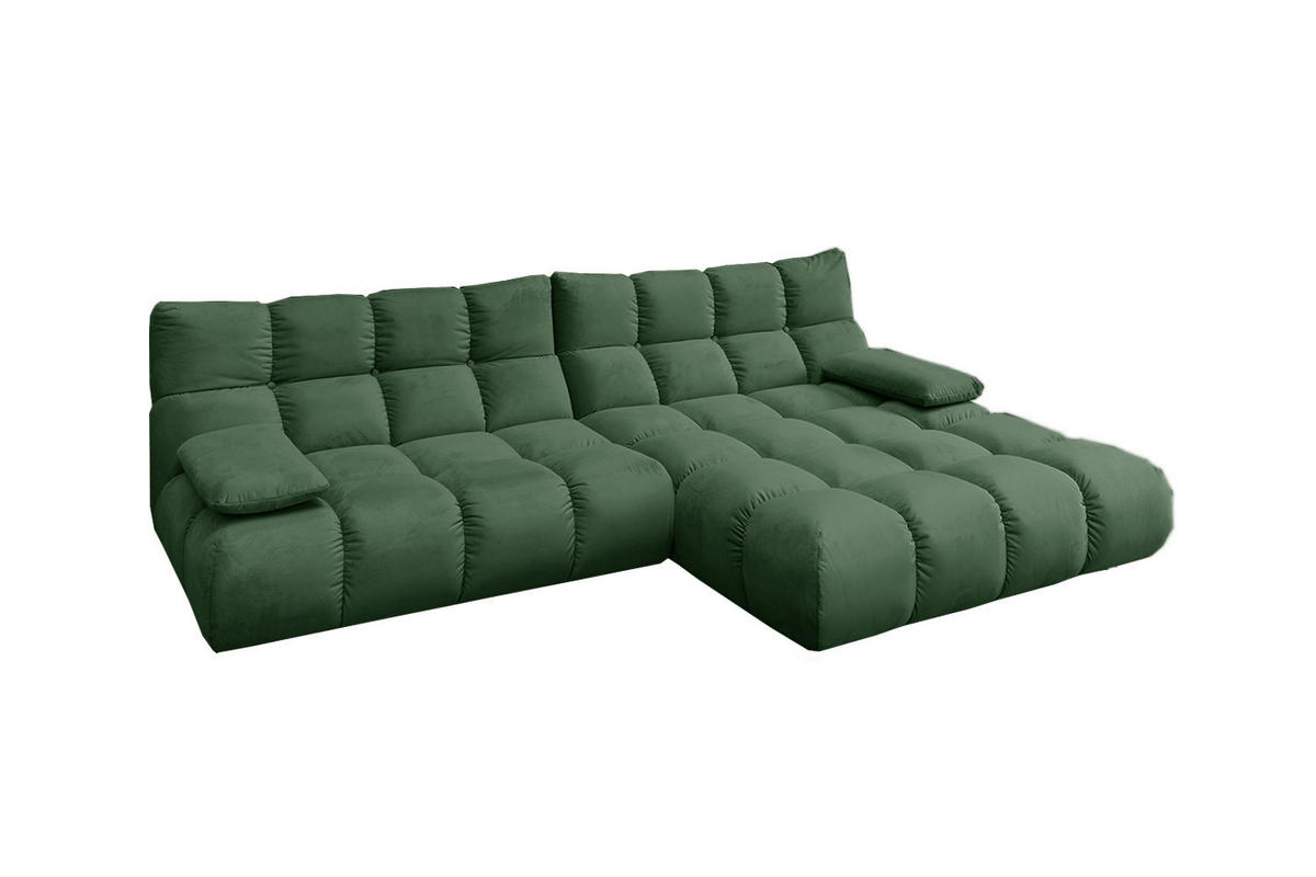 ECKSOFA VIVIEN Smaragdgrün Velvet - Smaragdgrün/Schwarz, Kunststoff/Textil (290/178cm) - KAWOLA