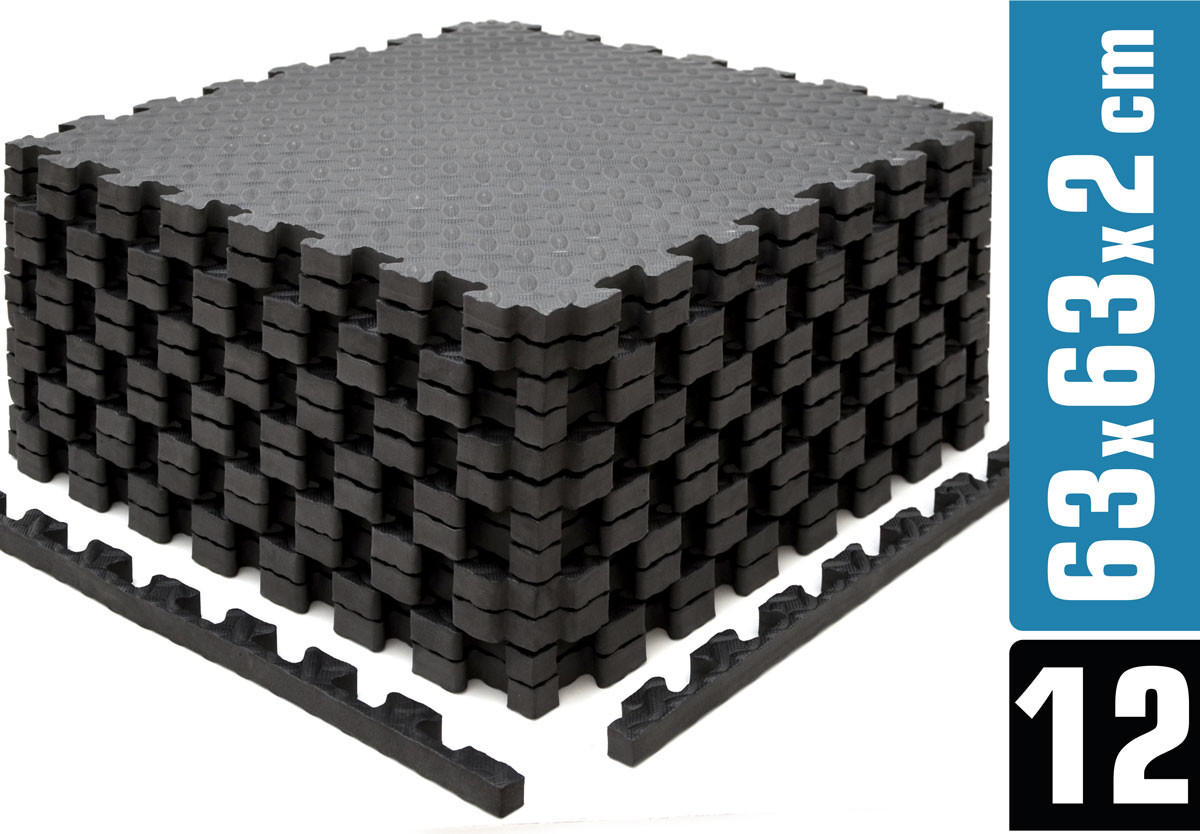 BODENSCHUTZMATTE 63x63x2 cm, Schwarz, 12er Set - Schwarz, Kunststoff (63/63/2cm) - eyepower