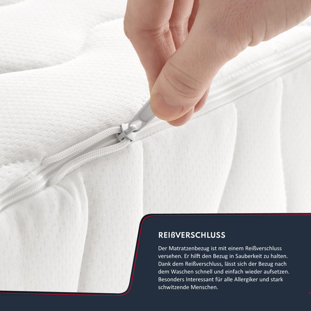 Thumbnail - FDM Taschenfederkernmatratze, Weiß, Textil, H3, Rechteckig, 90x200 cm, Oeko-Tex® Standard 100, Schlafzimmer, Matratzen S...