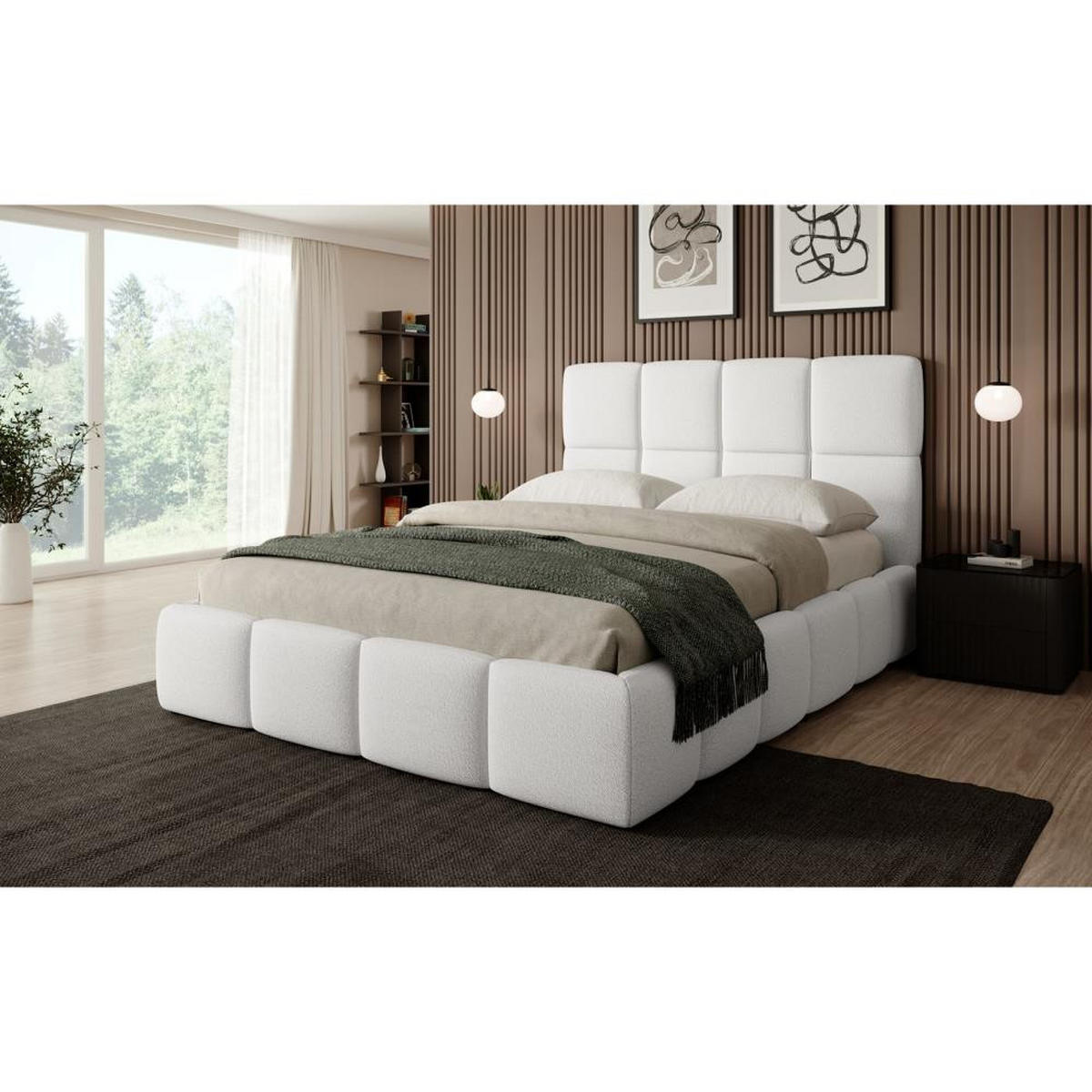 POLSTERBETT Nostro mit Bettkasten 180x200 cm hellbeige - Creme/Schwarz, Textil (180/200cm) - Beautysofa