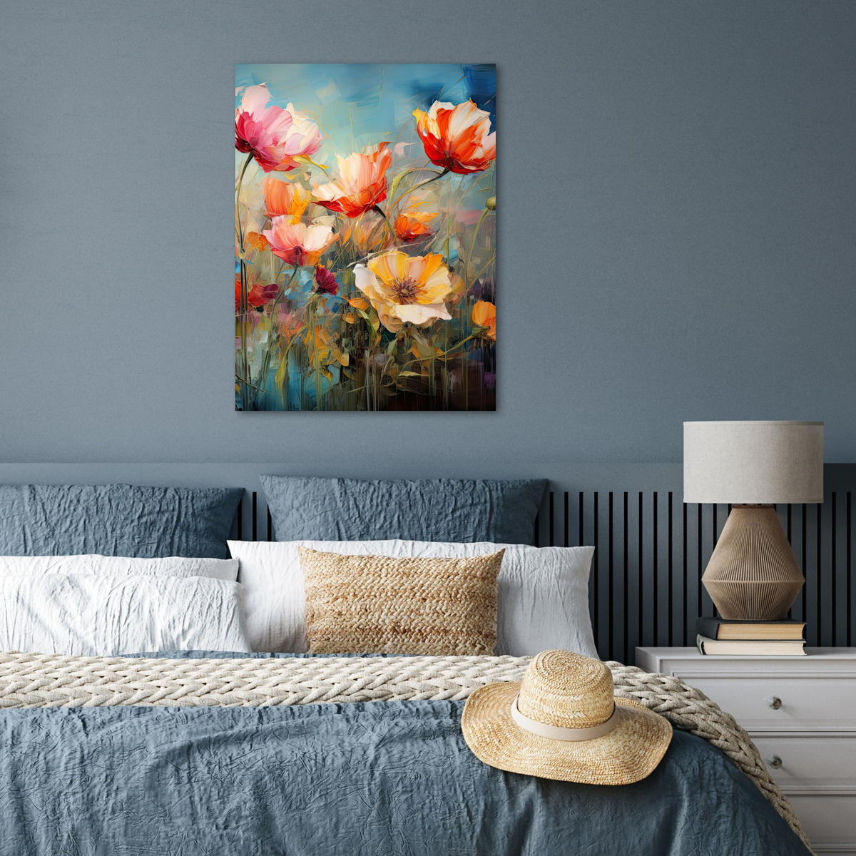 POSTER Blumen - Aquarell - Kunst - Botanisch - Natur 60x80 cm - Orange, Papier (60/80/0.1cm) - MuchoWow