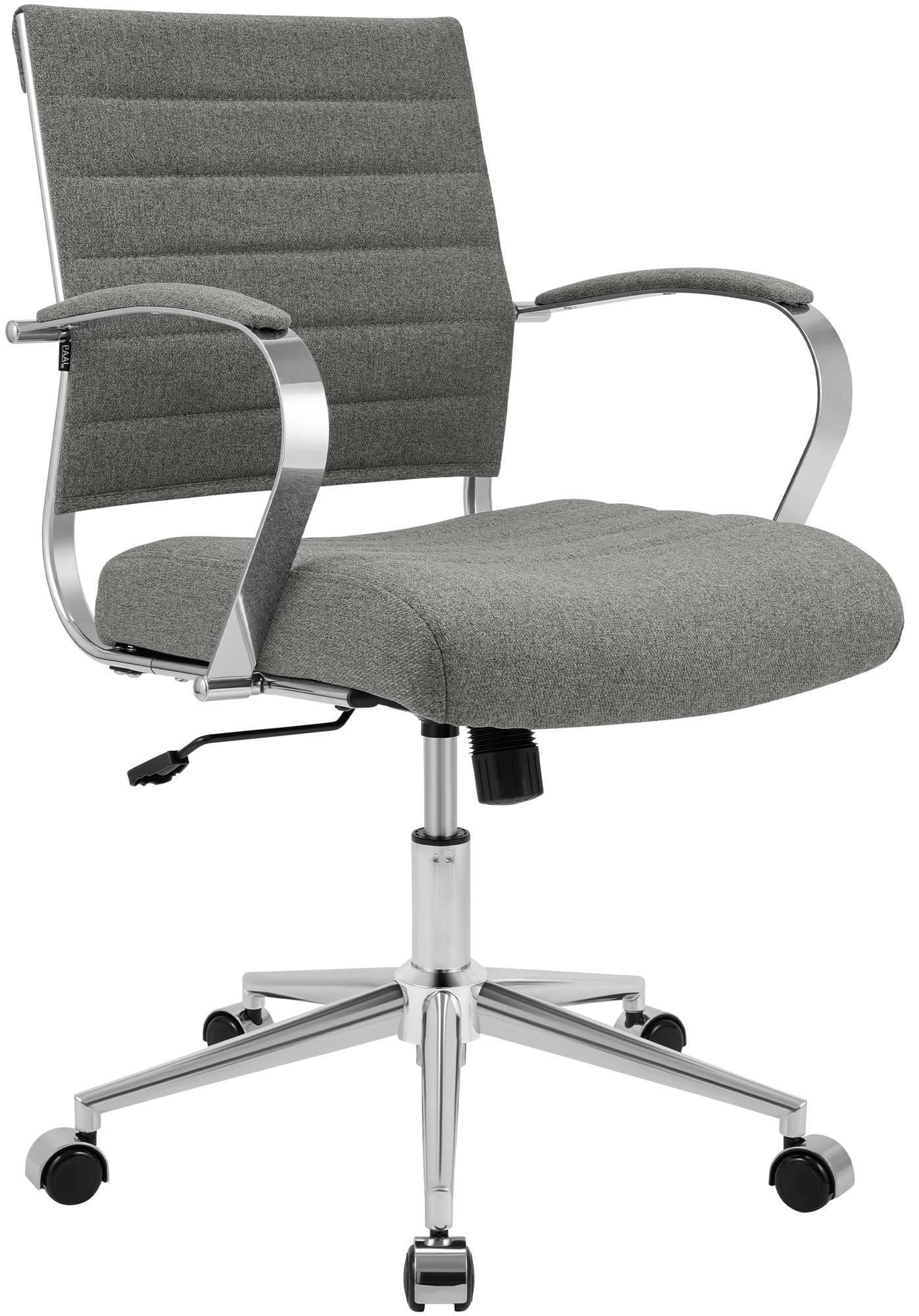 DREHSTUHL Stoff Grau - Chromfarben/Grau, Leder/Textil (57/90/62cm) - CLP