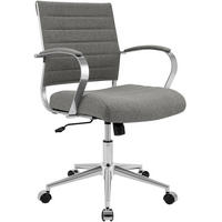 DREHSTUHL Stoff Grau - Chromfarben/Grau, Leder/Textil (57/90/62cm) - CLP