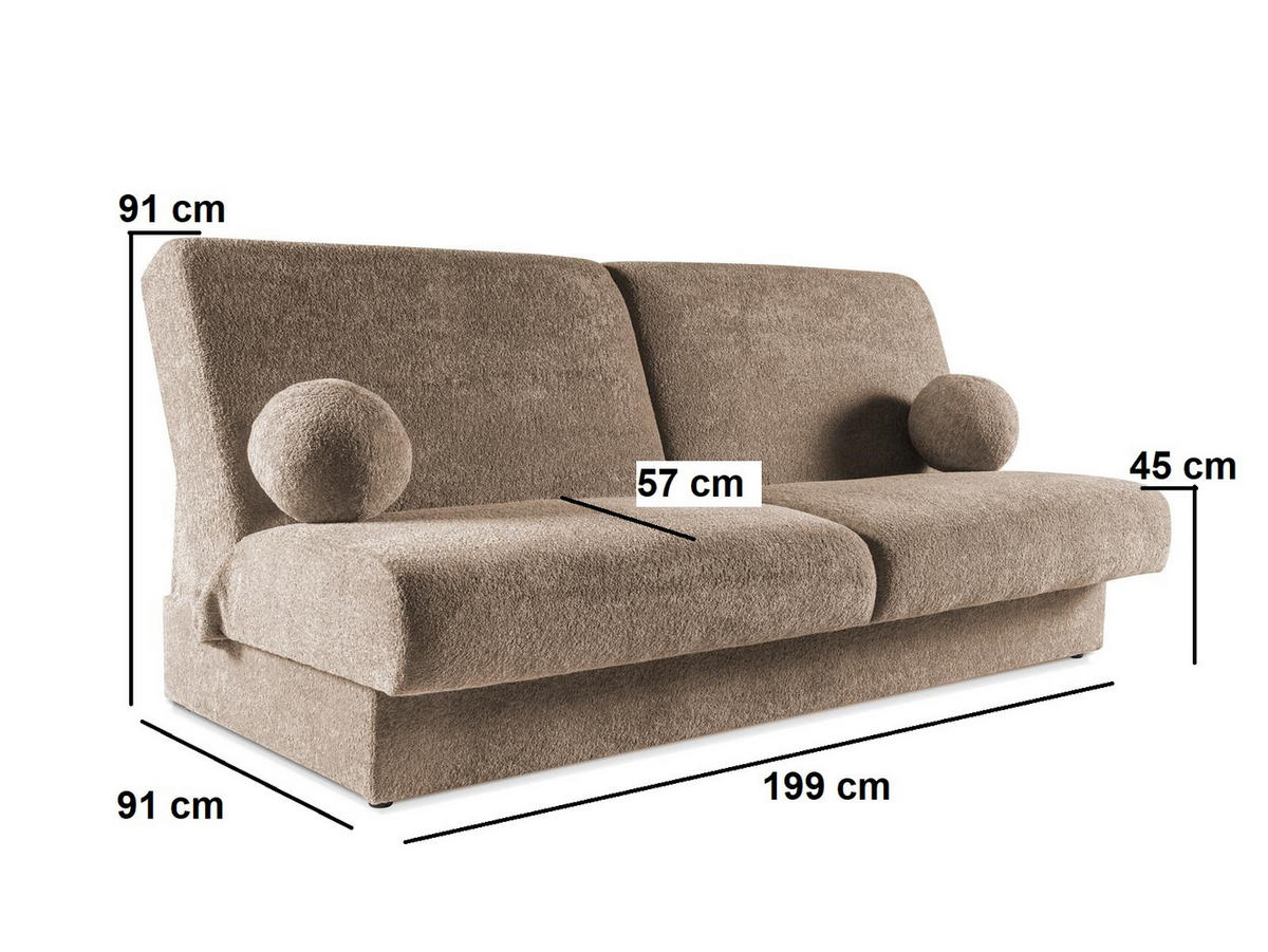 SOFA Berg Grau, mit Schlaffunktion und Bettkasten - Grau, Holzwerkstoff (199/91/91cm)