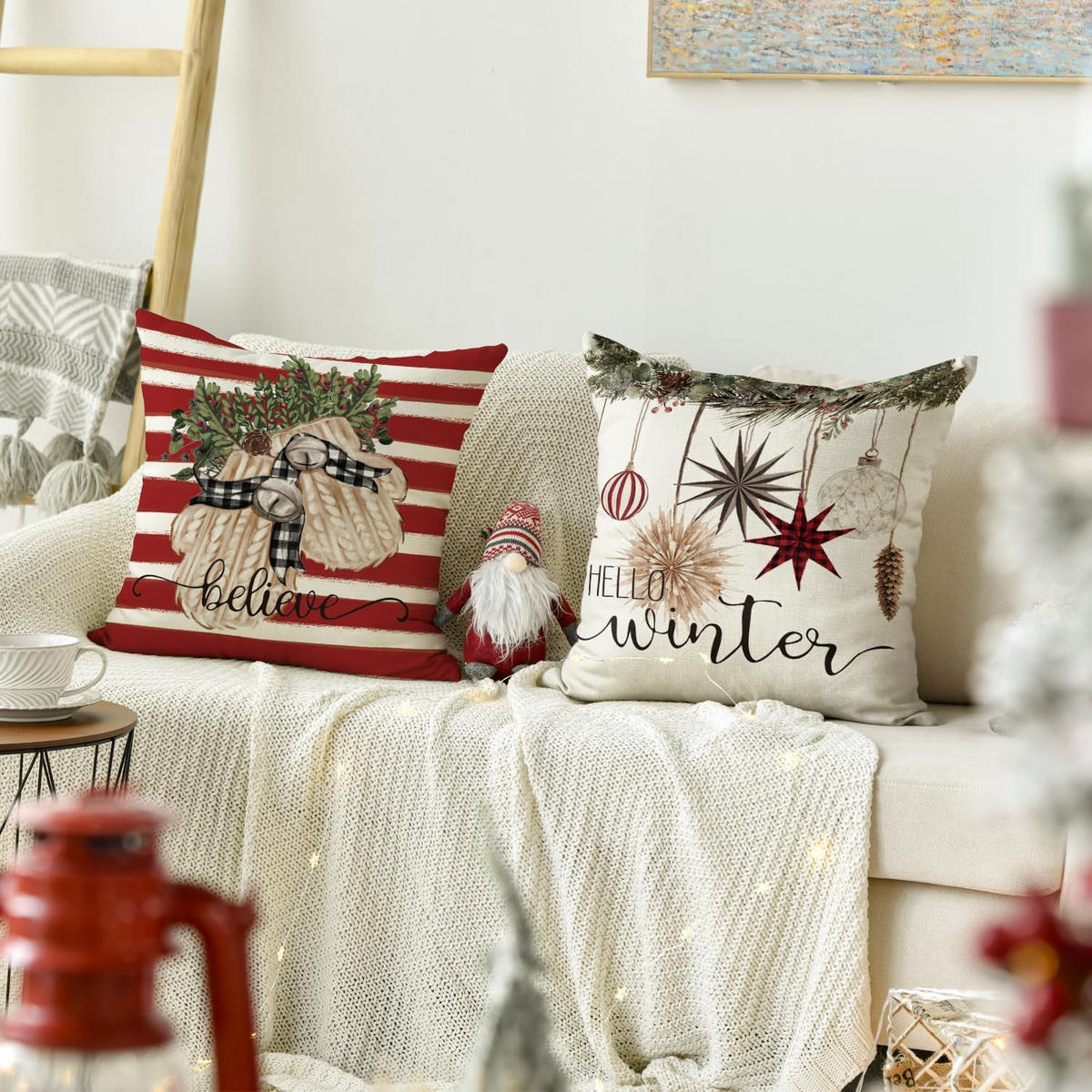 KISSENBEZUG – Weihnachtskissenbezug (Kissenfüllung nicht enthalten) – 45 x 45 cm – Multicolor(vier Stück) - Multicolor, Textil (45/45cm)