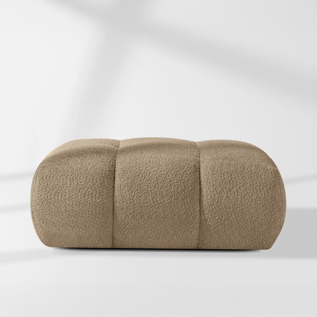POUF LIRA, Beige, Bouclé - Beige, Holz/Holzwerkstoff (96/43/50cm) - KONSIMO®