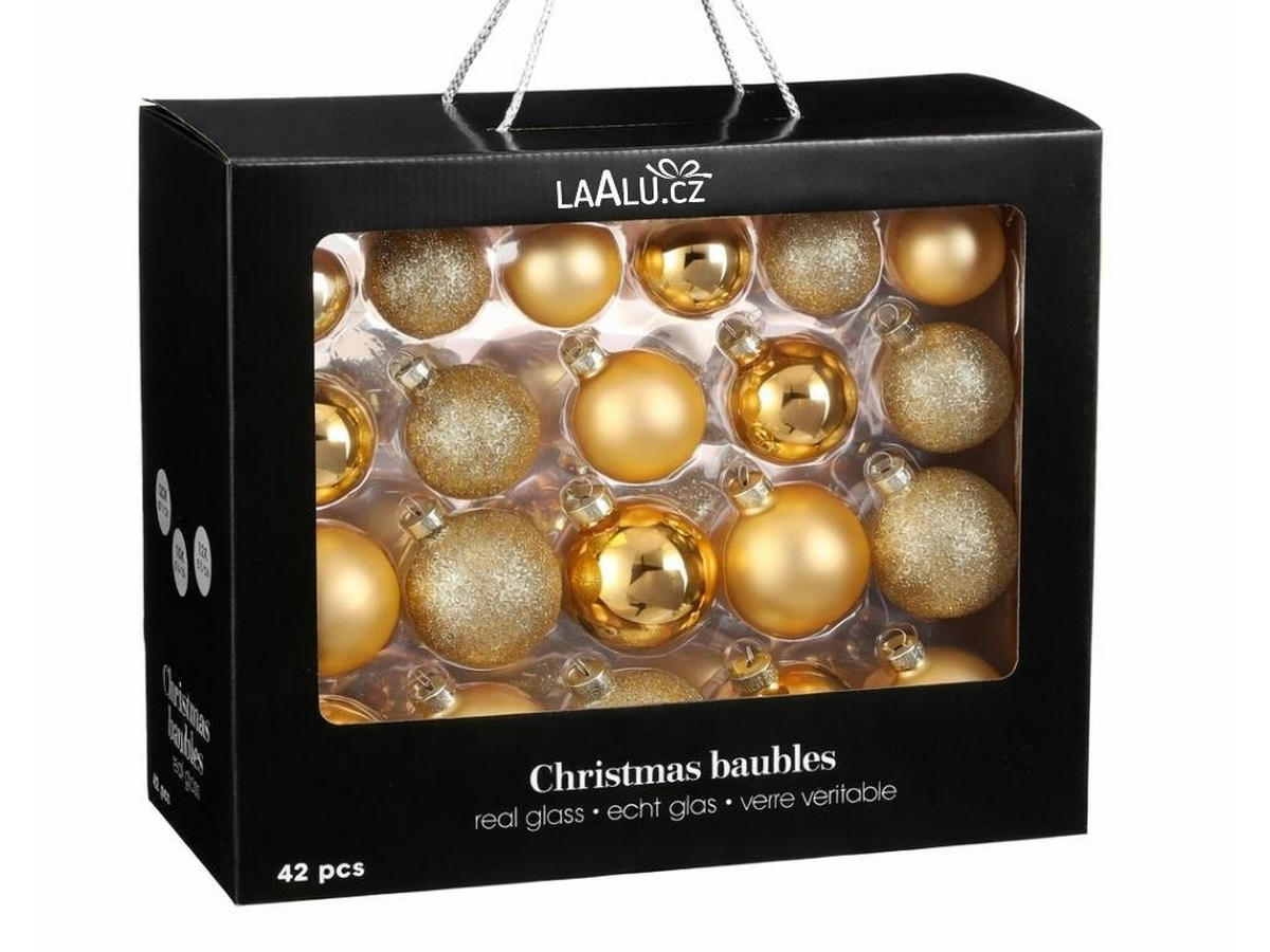WEIHNACHTSKUGEL-SET bunt 42 Stück, 7 cm, Glas - Goldfarben, Glas (30/50/60cm) - LAALU