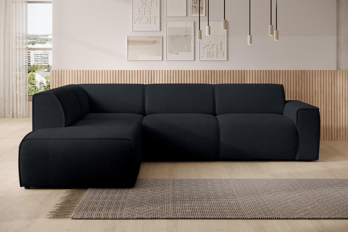 ECKSOFA L Form Didim Schwarz 292/220/78 cm – großes Sofa stilvoll & bequem L - Schwarz, Kunststoff/Textil (220/292cm) - AX Living