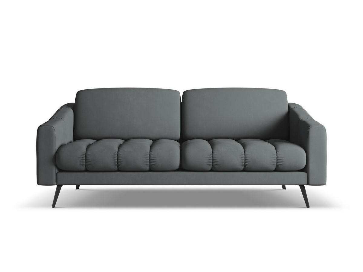 3-SITZER SOFA Chenille Stoff Grau - Schwarz/Graphitfarben, Textil/Metall (202/80/95cm) - Makamii
