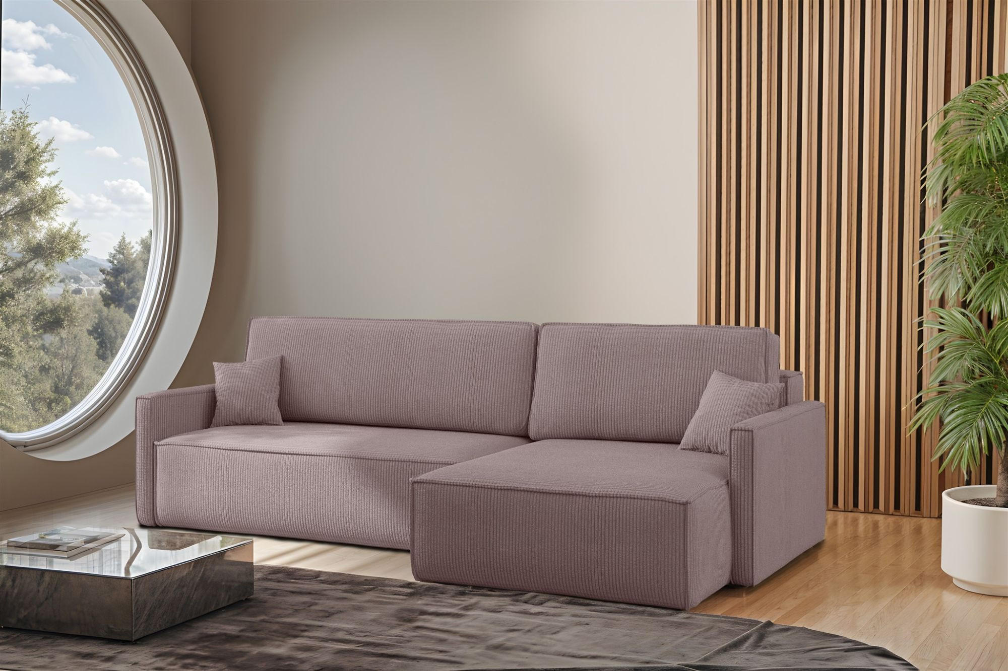 ECKSOFA Louis Scala - Violett, Holzwerkstoff/Textil (250/142cm) - Fun Möbel