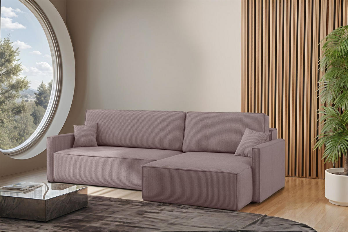 ECKSOFA Louis Scala - Violett, Holzwerkstoff/Textil (250/142cm) - Fun Möbel