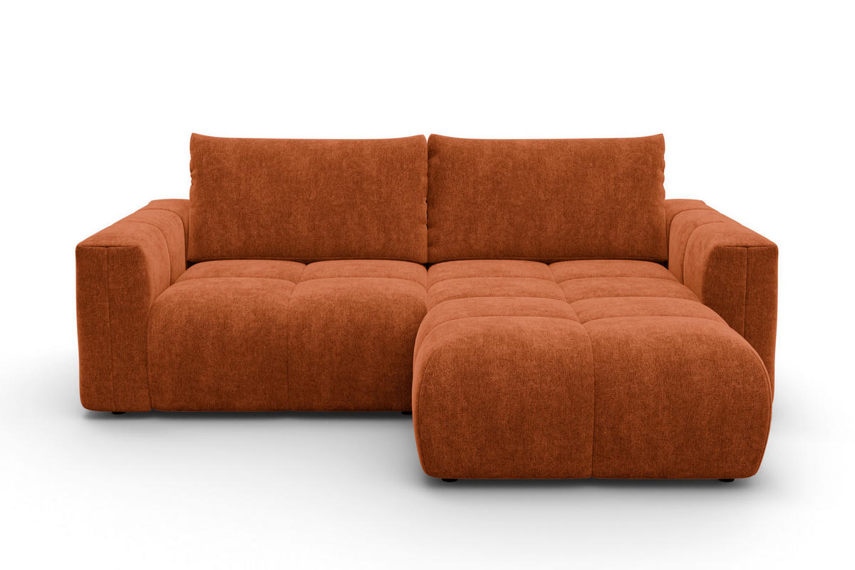 ECKSOFA VERONA 3-Sitzer rechts, Orange - Schwarz/Orange, Holz/Textil (224/173cm) - Courtois Laville