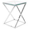 BEISTELLTISCH Glas Silber quadratisch 40/40 cm Beverly - Transparent/Silberfarben, Glas (40/40/55cm) - Beliani