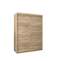 SCHWEBETÜRENSCHRANK 200/150/62 2-türig - Silberfarben/Sonoma Eiche, Holz/Kunststoff (150/200/62cm) - Abiks Möbel