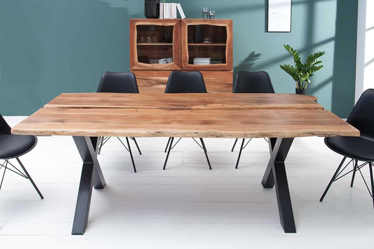 ESSTISCH AMAZONAS Akazie Natur 200cm - Schwarz/Braun, Holz/Metall (98/200/75cm) - riess-ambiente