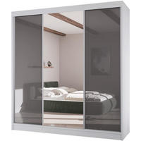 SCHWEBETÜRENSCHRANK Velis II 200/61/215 weiß+graphit - Graphitfarben/Weiß, Holzwerkstoff (200/215/61cm) - Beautysofa