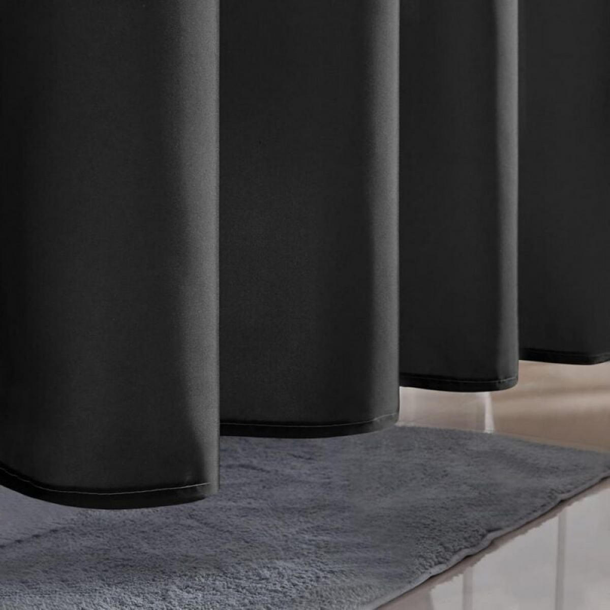 DUSCHVORHANG Schwarz Polyester schimmelresistent maschinenwaschbar klein wasserdicht - Schwarz, Textil (90/180cm) - MCBOSON