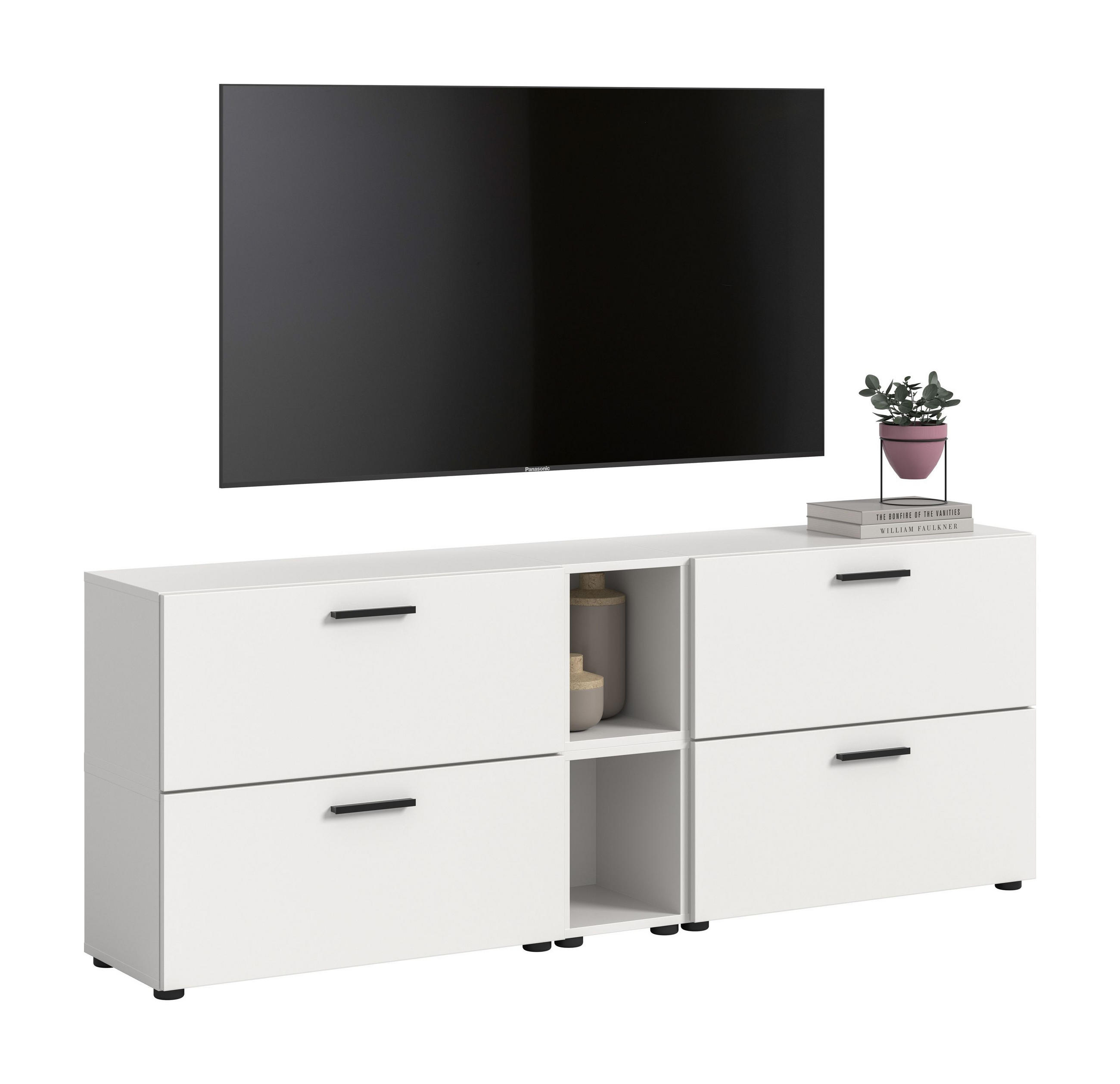 WOHNKOMBINATION Primo (B/H/T: ca. 176/67/34 cm) in Weiß/weiß - Weiß, Holzwerkstoff (176/67/34cm)