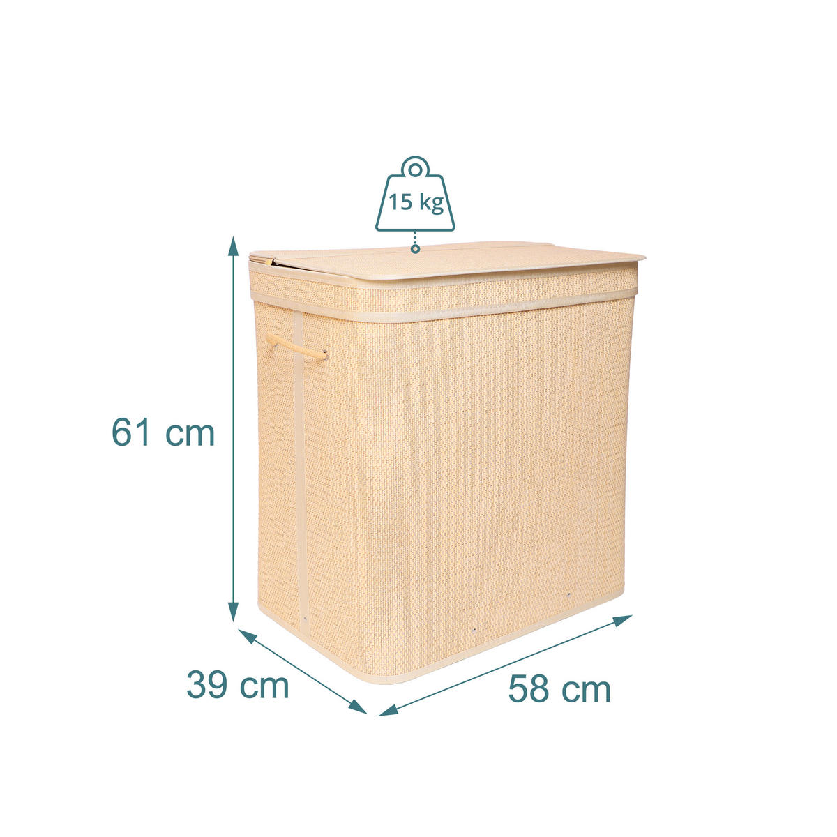 KÔŠ na prádlo - svetlohnedá, drevo/kompozitné drevo (39/58/61cm) - Relaxdays