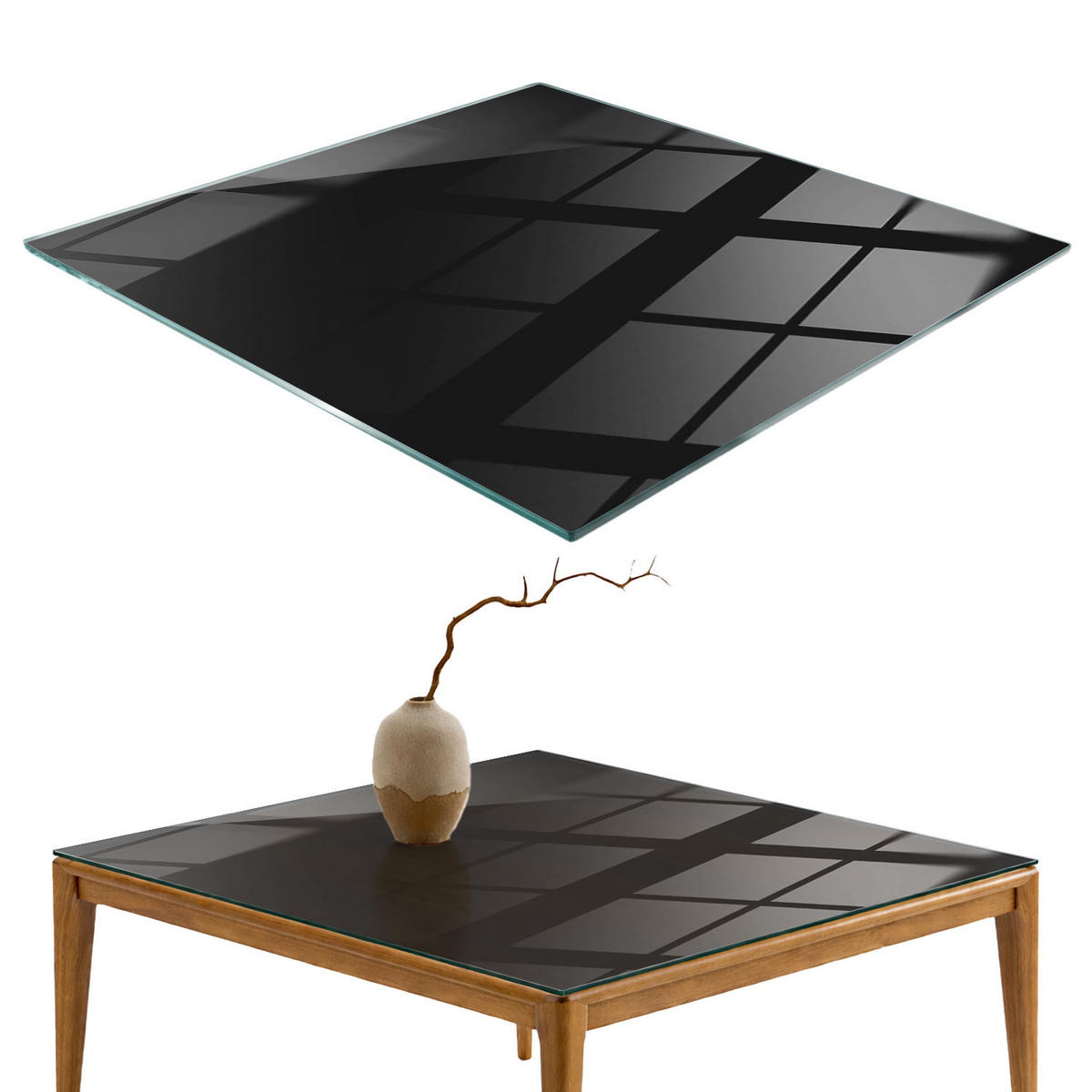 TISCHPLATTE 50x50 cm Farbe Schwarz, glatt - Schwarz, Glas (50/50/0.4cm) - TULUP