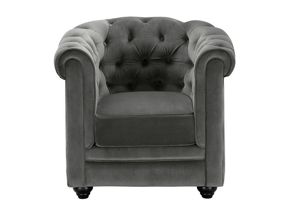 COUCHGARNITUR 3+1+1 - Samt - Anthrazit - CHESTERFIELD - Anthrazit, Textil (88/72/205cm) - Vente-Unique