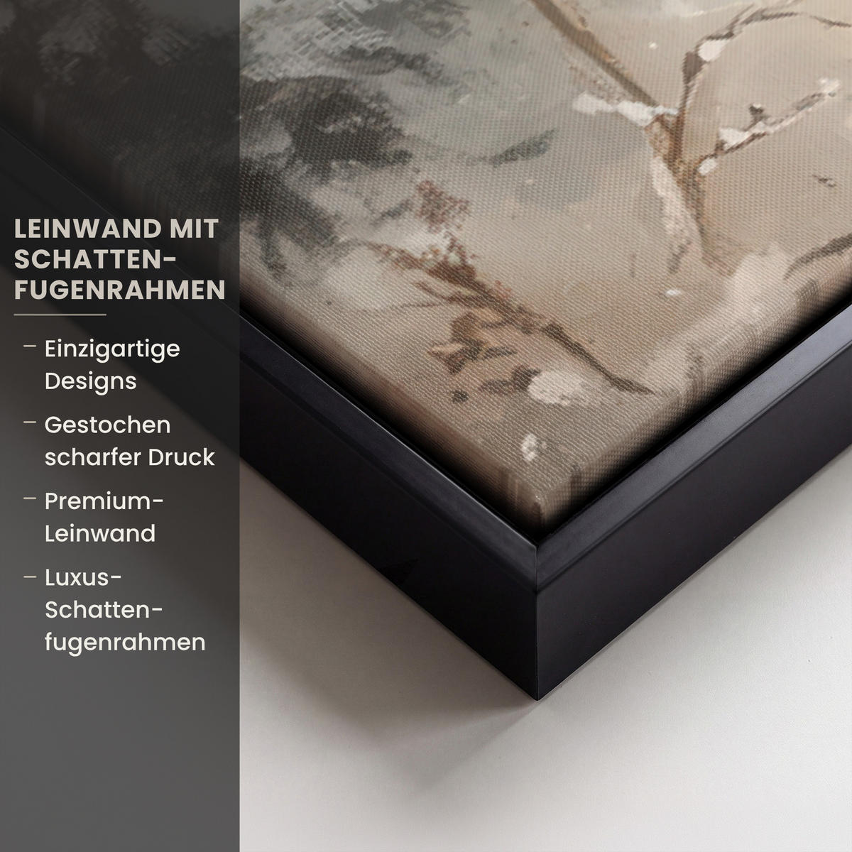 LEINWAND Bilder mit Rahmen - Weihnachten - Rentier - Winter - Kranz - 90x60 - Naturfarben, Textil (90/60cm) - MuchoWow
