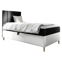 BOXBETT Maja Junior 1, Seite zum Öffnen des Bettkastens: Links - Schwarz/Weiß, Holz (90/200cm) - MIRJAN24