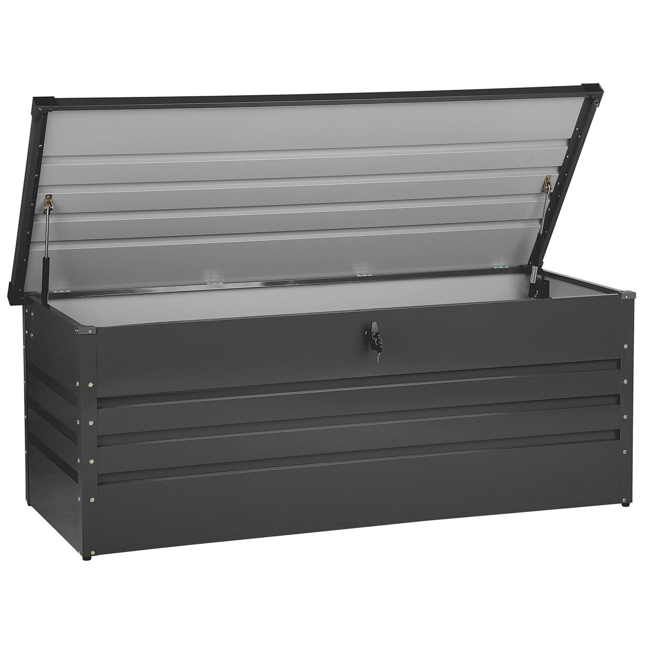 AUFLAGENBOX Stahl graphitgrau 165/70 cm Cebrosa - Graphitfarben, Metall (165/63/70cm) - Beliani