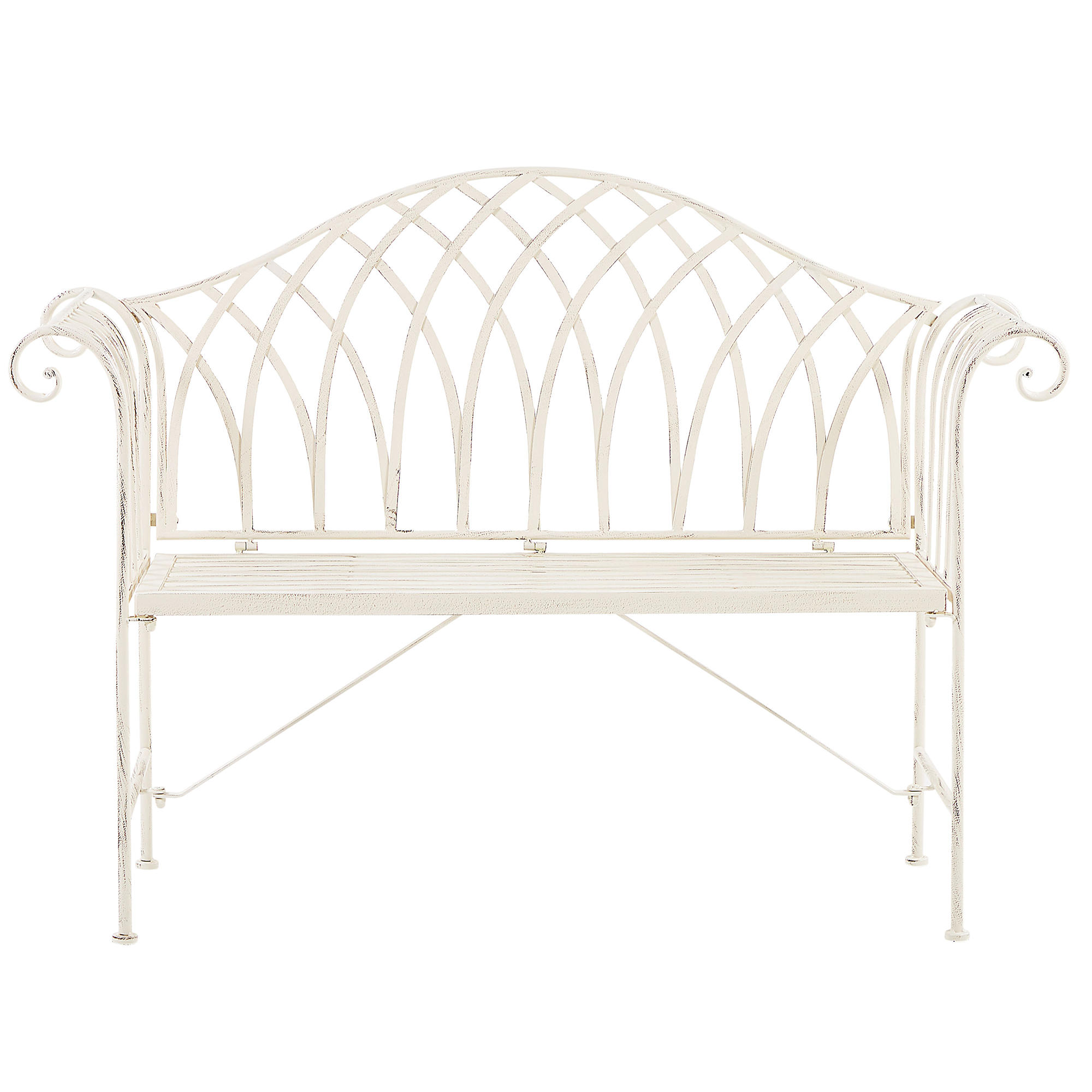 GARTENBANK Metall weiß 130 cm Milazzo - Weiß, Metall (130/94/45cm) - Beliani