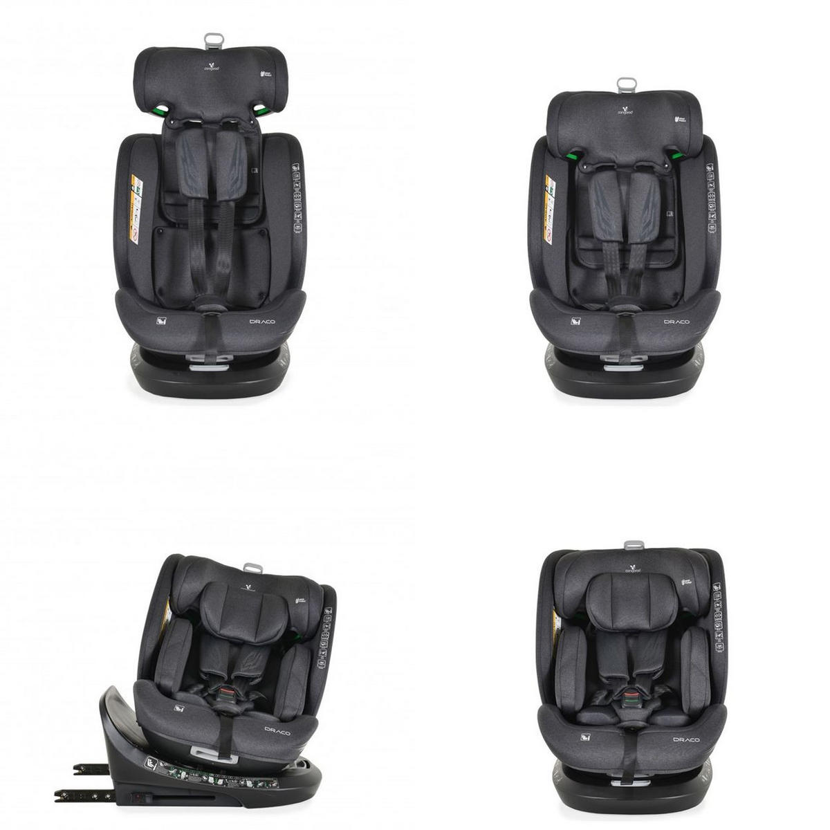 KINDERSITZ Draco i-Size grün (40-150cm) Isofix, 360° drehbar, Top Tether - Grün, Kunststoff (45/59/48cm) - Cangaroo