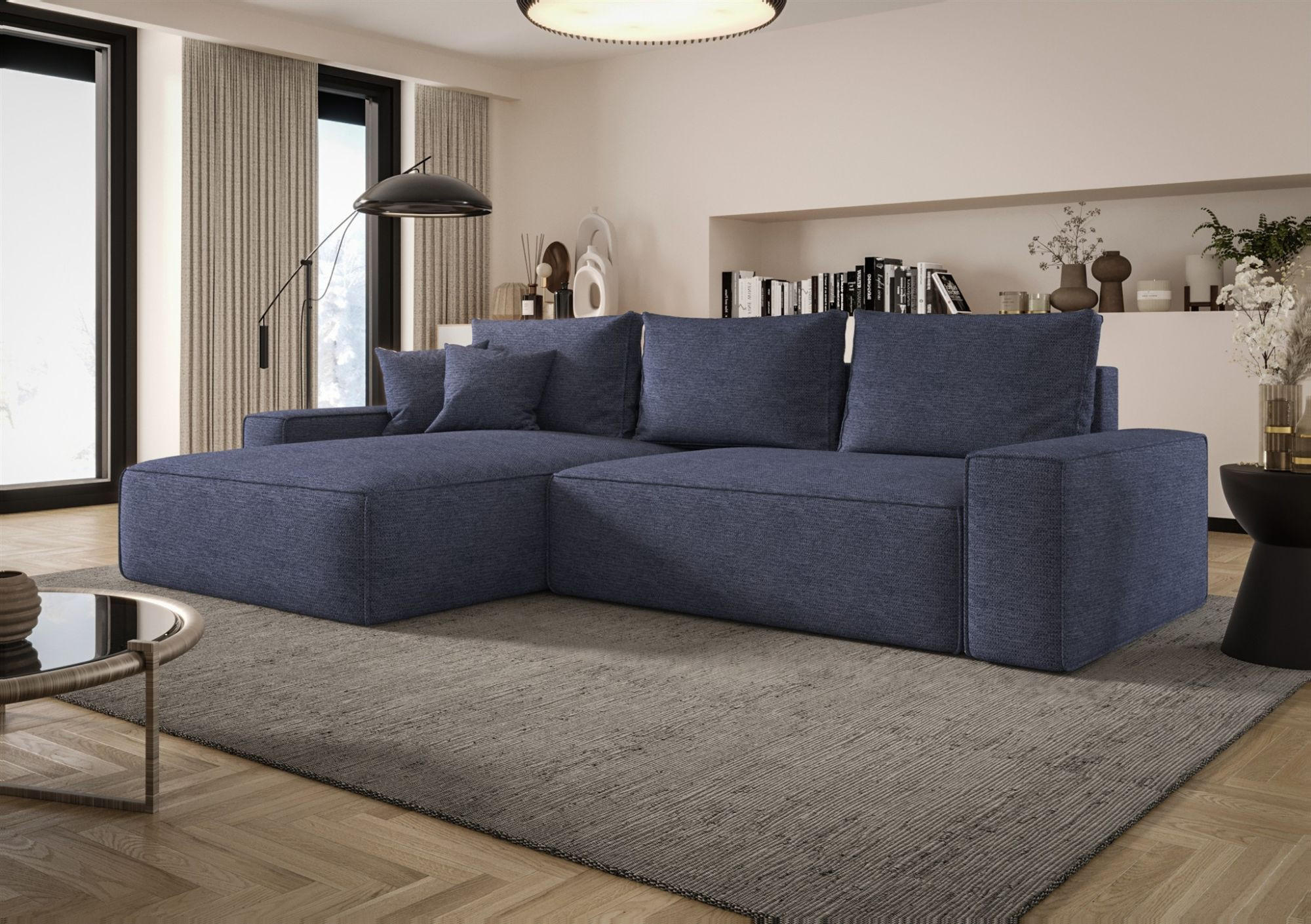 ECKSOFA Walken Mit Schlaffunktion - Blau, Holzwerkstoff/Textil (280/185cm) - Fun Möbel