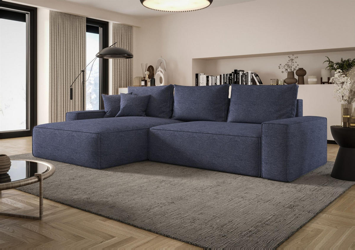 ECKSOFA Walken Mit Schlaffunktion - Blau, Holzwerkstoff/Textil (280/185cm) - Fun Möbel