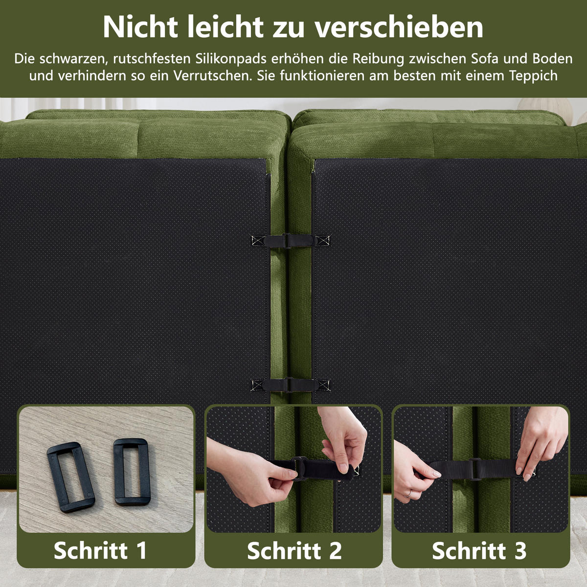 2-SITZER-SOFA DE-34464 quadratische Tuftung und 32D-Schaum Grün - Grün, Textil (97/68/194cm) - ComfortXL