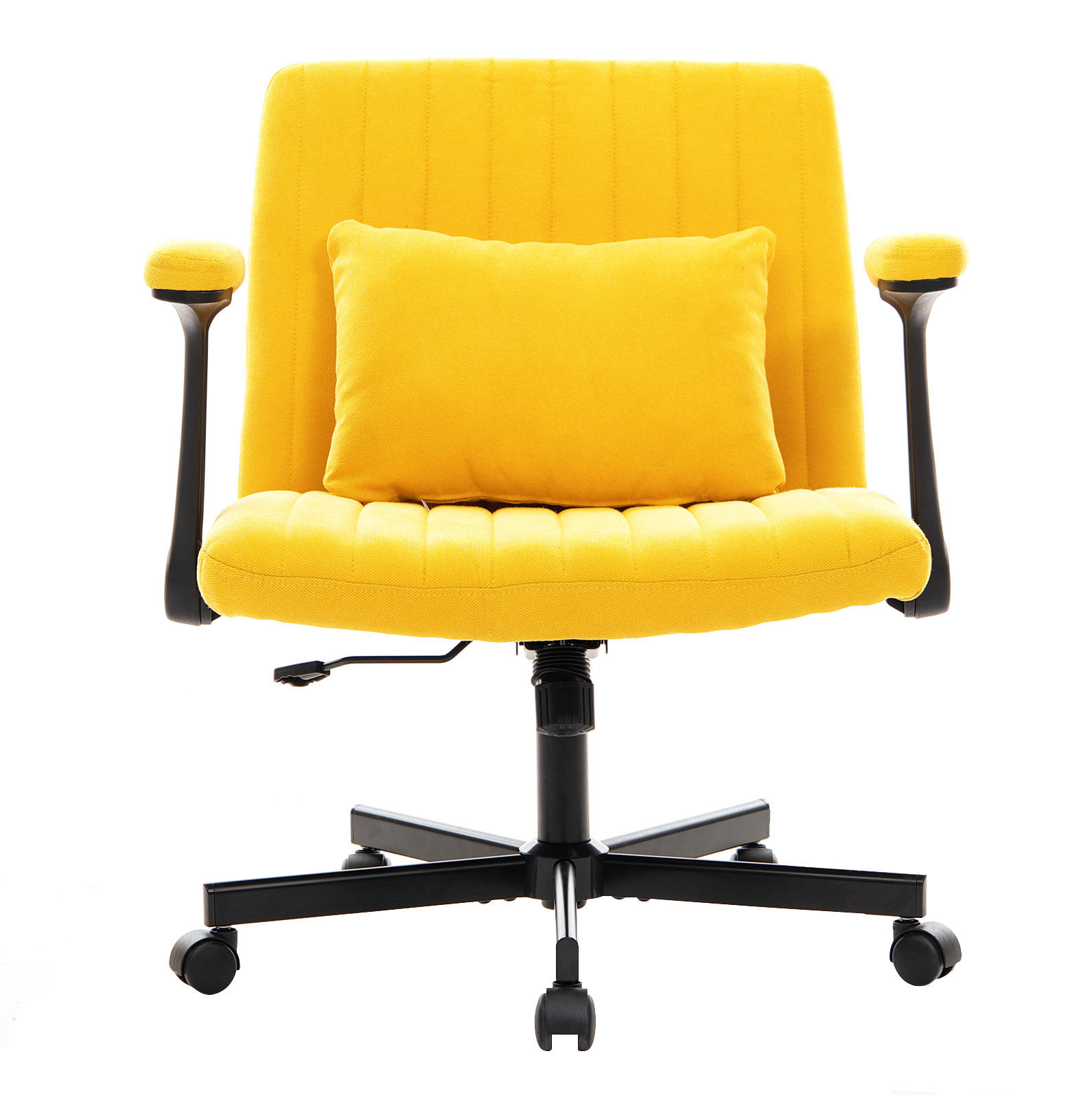 BÜROSTUHL höhenverstellbar mit klappbaren Armlehnen Stoff Gelb - Gelb, Kunststoff (25.2/33/21.5cm) - Meubliv