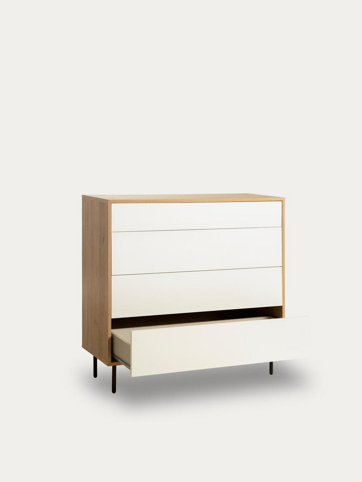 KOMMODE Zach Natur - Weiß 100 cm x 95 cm - Braun, Holzwerkstoff (100/95/41cm) - Kenay Home