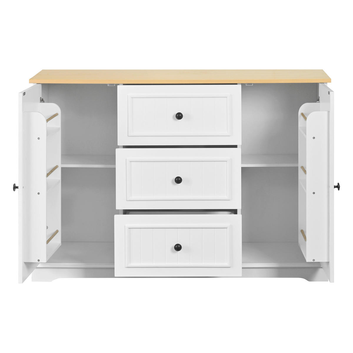 KOMODA se 3 zásuvkami a dvířky v designu lednice - bílá, kompozitní dřevo (126/86/40cm) - Urban Meuble