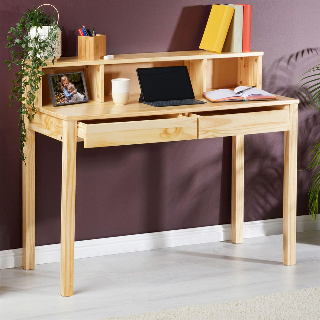 Thumbnail - Idimex Schreibtisch, Natur, Holz, Kiefer, Mode, 110x91x50 cm, FSC Mix, Arbeitszimmer, Schreibtische, Bürotische
