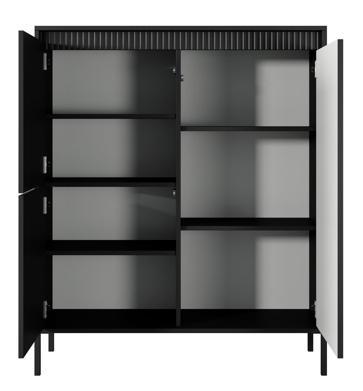 KOMMODE Schwarz ENSO Geriffelt 3 Türen - Schwarz, Holzwerkstoff (103.5/123.4/39.5cm) - Sepro Meble