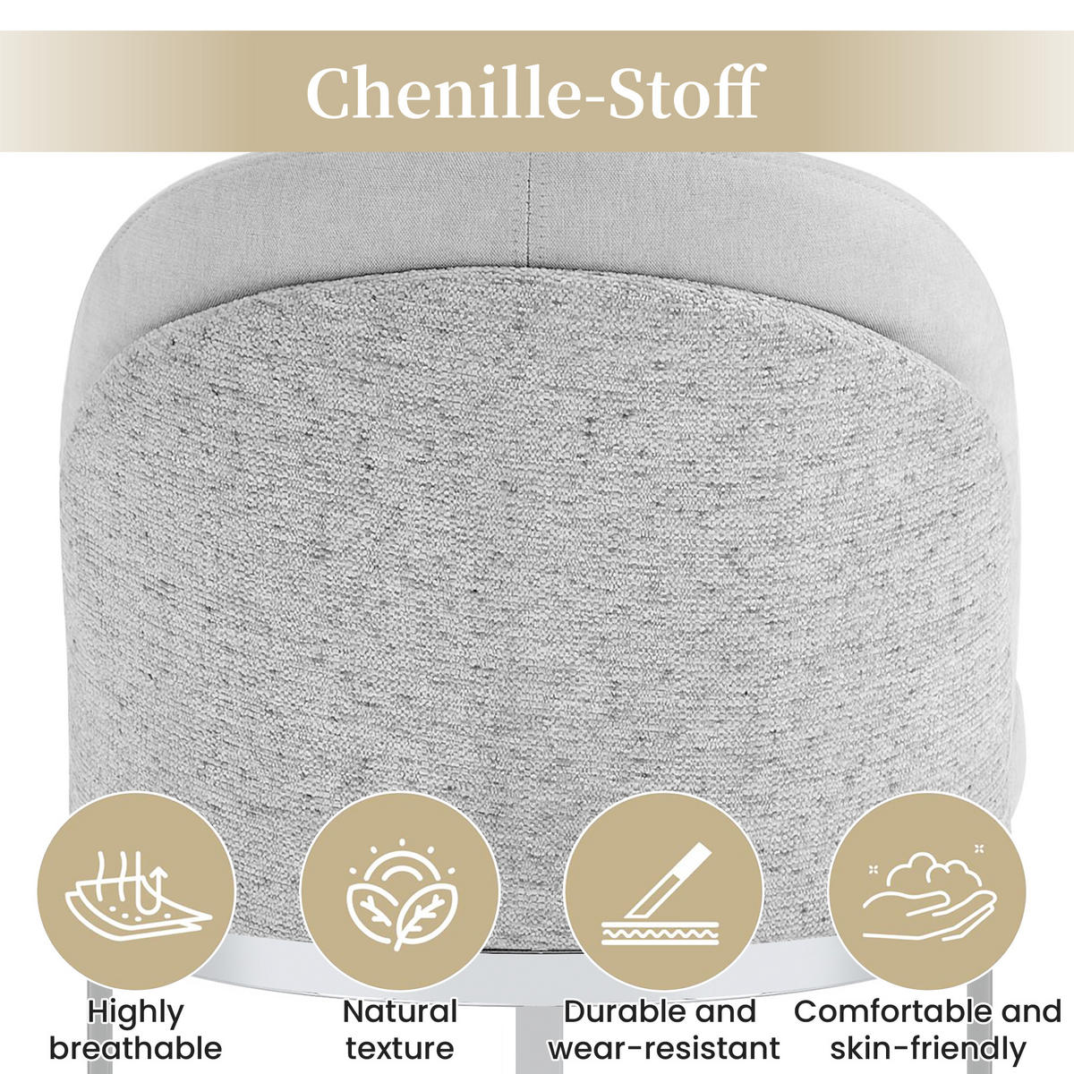 ESSZIMMERSTUHL 2er Set Chenille Stoff Hellgrau Silber Modern - Grau, Textil (59/85/52cm) - FLIEKS