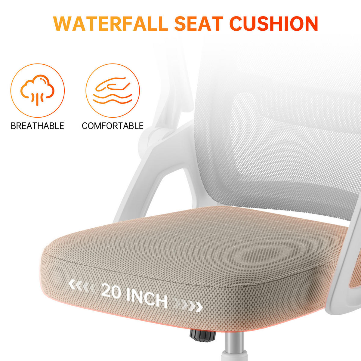 DREHSTUHL Mesh Weiß-Grau ergonomisch klappbare Armlehnen - Grau, Metall (23.5/52/62.5cm) - Rattrix